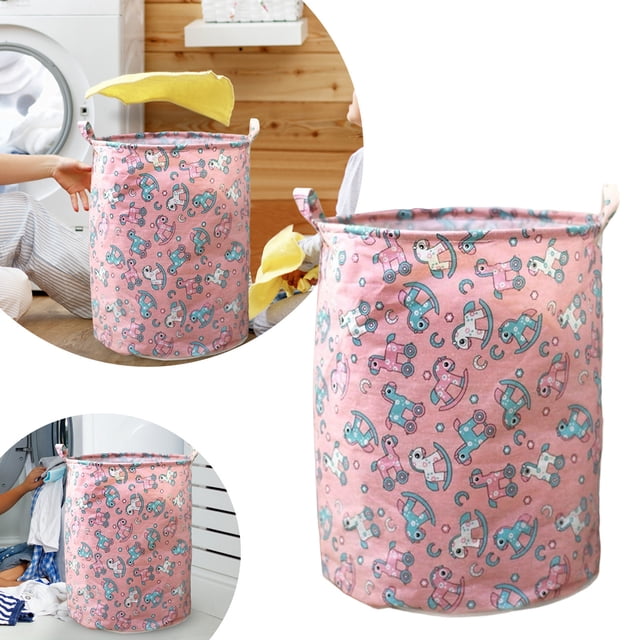 Patterned Linen Laundry Hamper Without Lid Large Open Top for Bedroom or Bathroom - Durable Breathable -Linen Fabric Laundry with Stylish Easter Pattern and Easy Carrying Design