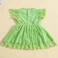 thumbnail image 4 of Robe Trapèze pour Tout-Petites Filles, Manches Courtes, Col Rond, Dentelle Florale à Franges, Robes de Fête, 4 of 8