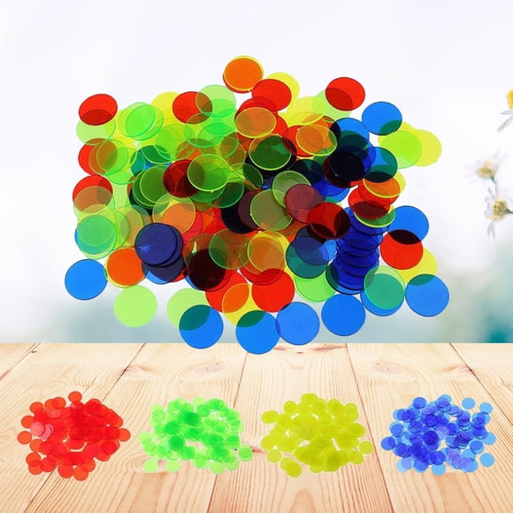 100pcs Colorful Transparent Bingo Game Accessories Counters Counting Bingo Chips Plastic Bingo Supplies Count Bingo Chips Mixed Color
