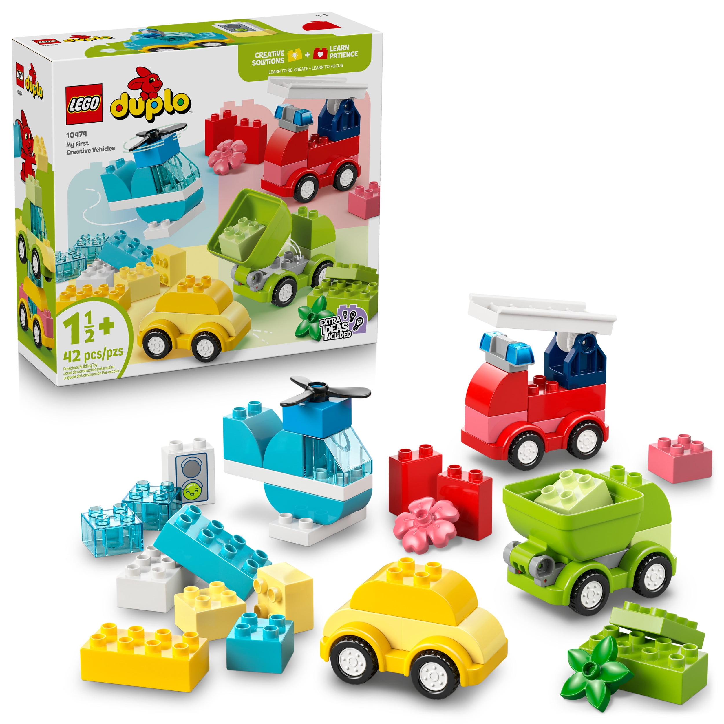 LEGO DUPLO My First Creative Vehicles Building Toy for Toddlers - Building Blocks for Boys & Girls, Ages 1.5+ - Preschool Learning Toy & Pretend Play Set - Gift Idea for Birthdays - 10474