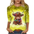 thumbnail image 1 of Staron Liquidation Femmes T-Shirts à Manches 3/4 Animaux de Dessin Animé Col Rond T-Shirts Chic Décontracté Tunique d'Été Hauts T-Shirts Basiques Chemises, 1 of 5
