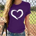 thumbnail image 1 of EGNMCR T-Shirts pour Femmes Femmes Manches Courtes Col Rond Imprimé en Forme de Cœur Hauts Décontractés Blouse T-shirt, 1 of 7