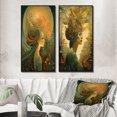 thumbnail image 1 of Designart "Retro Reverie Goddess in Dreamy Colors" Fashion Woman Framed Wall Art Set Of 2 - Glam Blue Gallery Wall Frame Set For Home Decor, 1 of 6