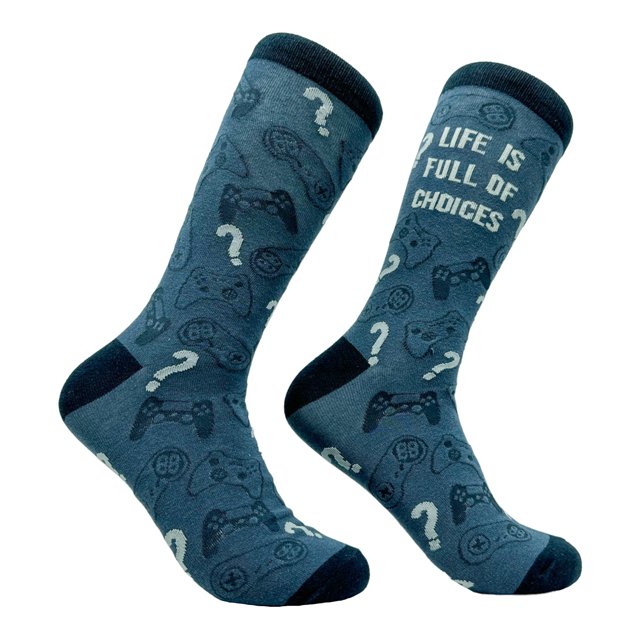 Men's Life Is Full of Choices Socks Funny Video Game Controller Retro Footwear