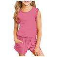 thumbnail image 3 of Hiiyo Big Girls Clothes Outfits Summer Solid Casual Tank Top Shorts Set for Children, 3 of 3