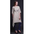 thumbnail image 3 of Bimba Kurti Asymétrique Bleu à Imprimé Géométrique Shibori pour Femmes, Robe d'Été Indienne Tunique XXX-Large, 3 of 6