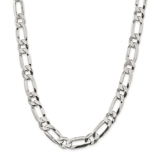Sterling Silver 12.25mm Elongated 1+1 Open Link Chain (Weight: 82.56 Grams, Length: 20 Inches)