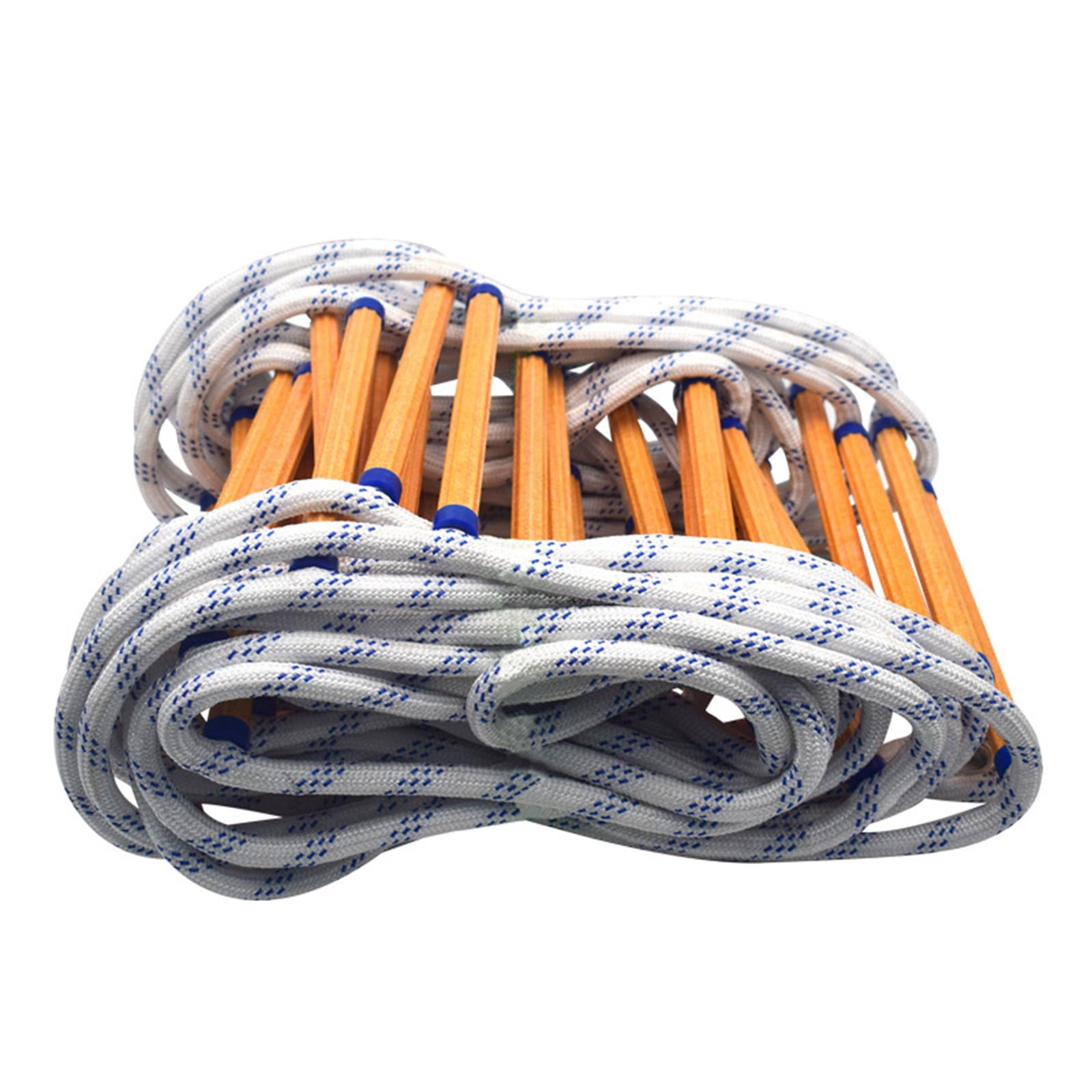 Fire Escape Ladder Soft Rope Deploy W/ Hooks for Climbing