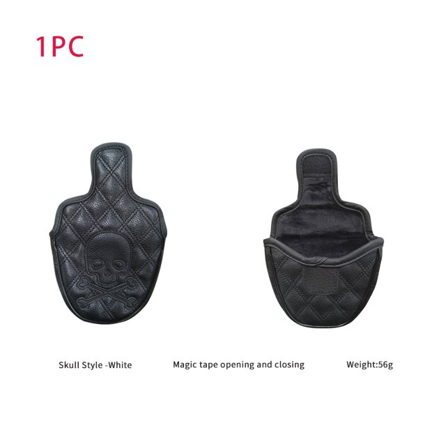 Golf Wood Cover Skull For Driver Fairway Hybrid Waterproof Protector Set PU Leather Soft Durable Golf Club Covers Black Mallet Putter