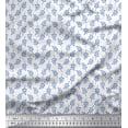 thumbnail image 1 of Soimoi Blue polyester Crepe Fabric Pecan Leaves Decor Fabric Printed Yard 52 Inch Wide, 1 of 3