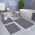 thumbnail image 4 of Fridja Bath Rug Set 4 Pcs Bathroom Mat Basic Memory Foam Bathroom Rugs Soft Toilet Mats Water Absorption Non-Slip Bottom Mat Thick Quick-Dry(Dark Gray), 4 of 5