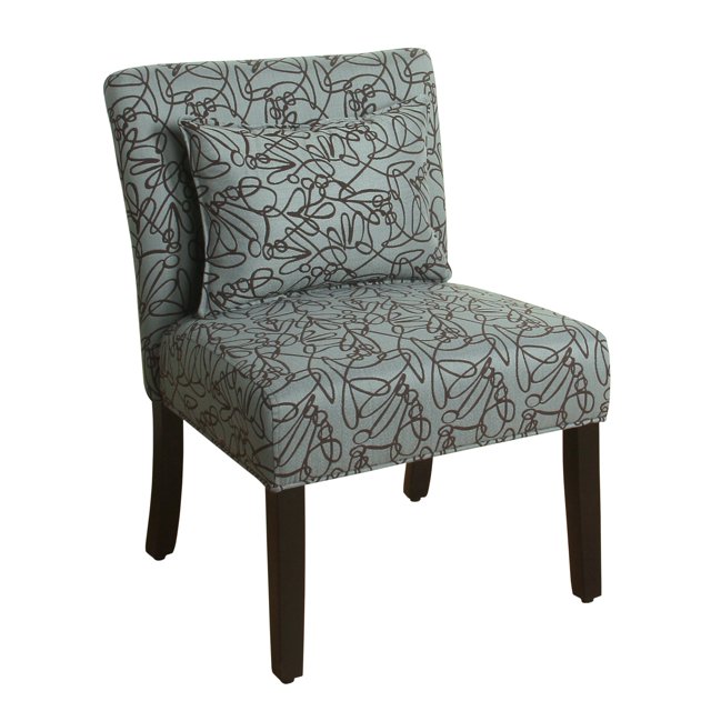 HomePop Chaise d'Appoint Parker avec Coussin, Tourbillon Turquoise