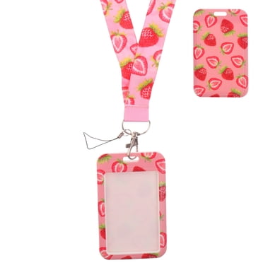 SHISUYAN ID Badge Holder with Lanyard ID Card Holder Teacher Badge Holder Fruit Pattern Card Sleeve