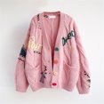 thumbnail image 1 of Pitauce Womens Oversized Cardigan Sweater Button Down Long Sleeve Cable Knit Embroidery Sweaters Outwear with Pockets, Free Size, 1 of 8