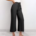 thumbnail image 3 of VEKDONE Pantalon Long en Coton et Lin pour Femmes Noir S, 3 of 3