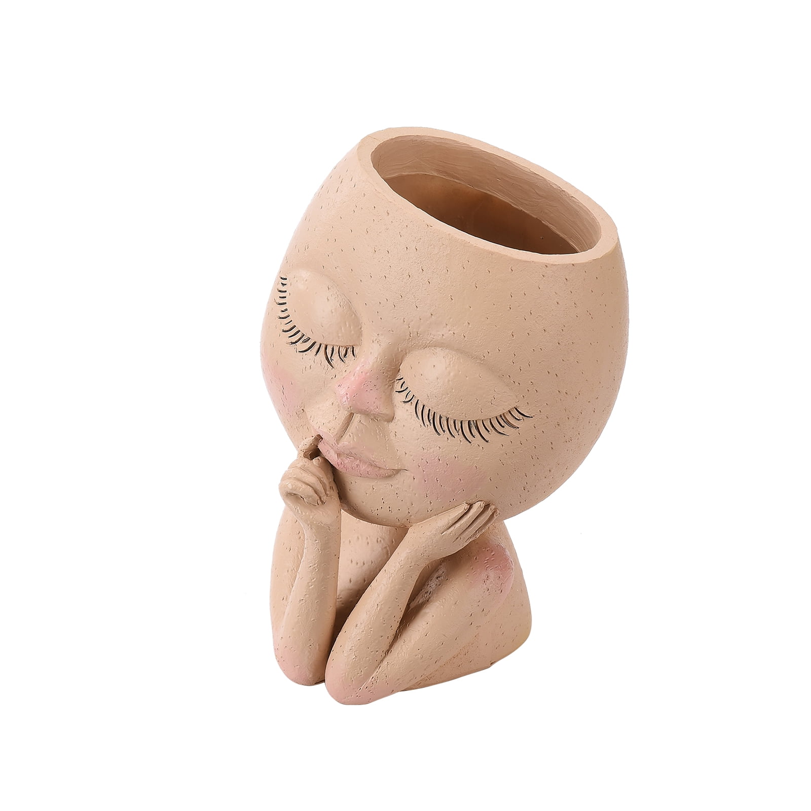 Pot Face Planter Pots Head Planter Face Flower Pot Head Planter for Indoor Outdoor Plants with Drainage Hole Closed Eyes