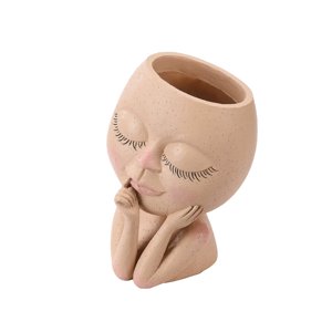 Pot Planteur de visage Pots Planificateur de tête Face Fleur Pot Planificateur pour les plantes d'extérieur intérieur avec trou de drainage Les yeux fermés
