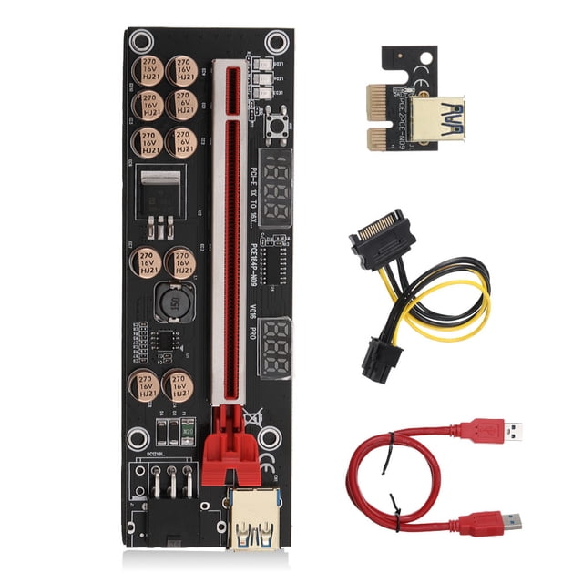 crativent PCI-E 1X to 16X Adapter Digital Display PCI- Extender Mining Equipment Red 1Set