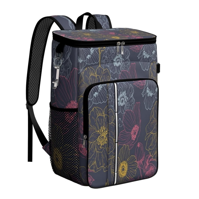 Country Rustic Wildflower Insulated Cooler Backpack, Leakproof Waterproof Lunch Backpack for Farmhouse Style Outdoor Activities