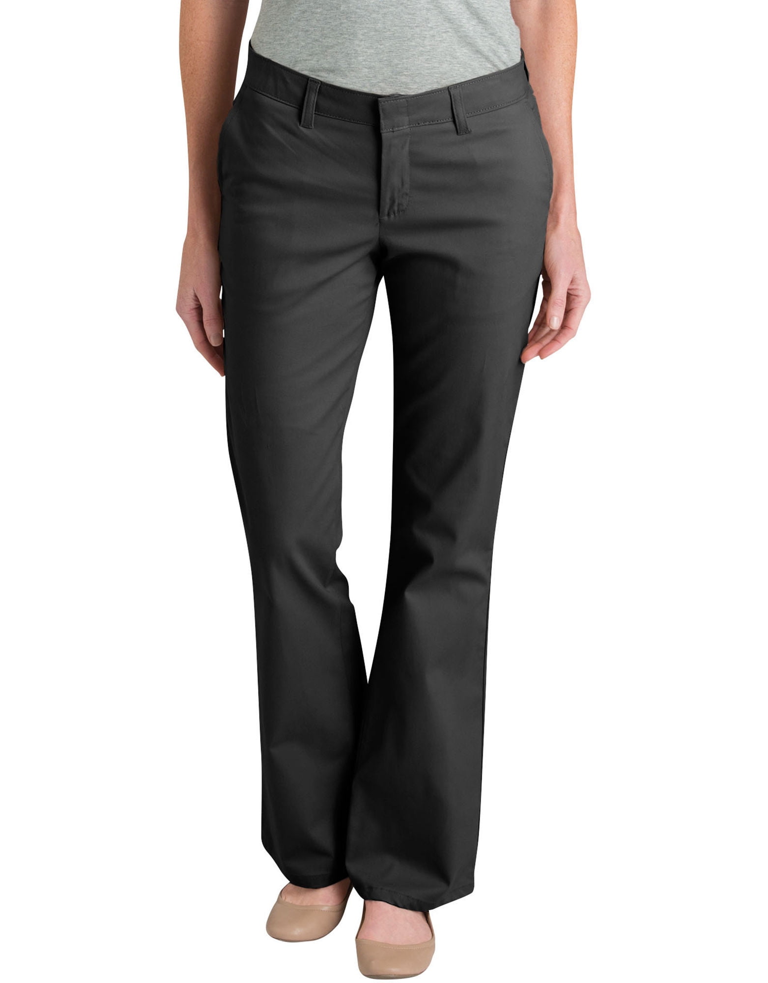 Dickies Womens Slim Fit Bootcut Stretch Twill Pants, 16 Regular, Black