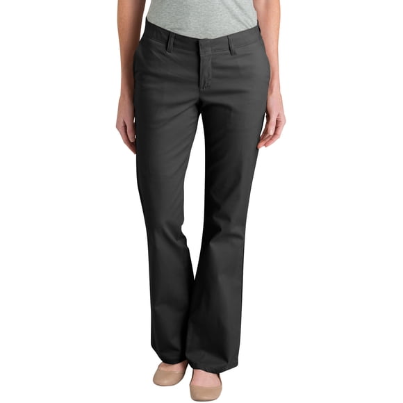 Dickies Pantalon en Sergé Extensible Coupe Ajustée Bootcut pour Femmes, 14 Régulier, Noir