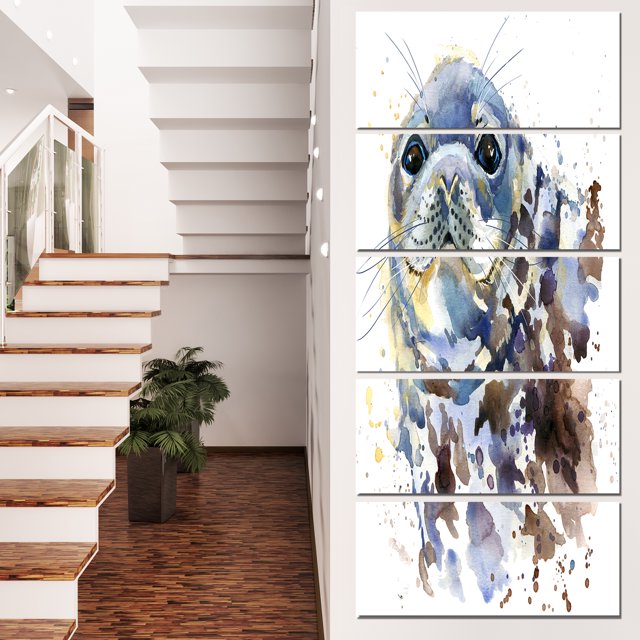 Aquarelle Phoque Bleu - Art Animal Contemporain sur Toile