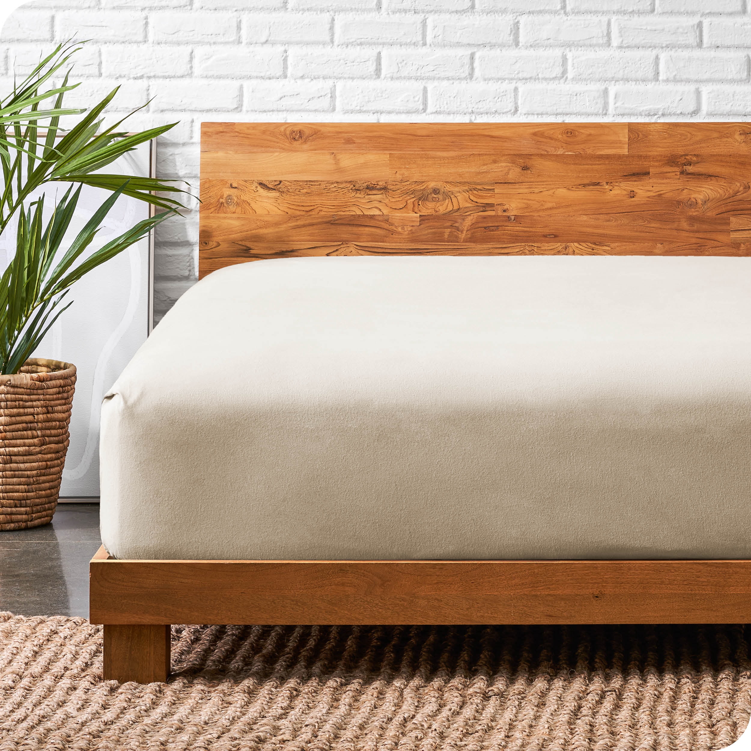 Bare Home 100% Cotton Flannel Fitted Sheet - Deep Pocket - King, Sand