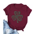 thumbnail image 1 of Babysbule Liquidation Chemises pour Femmes Fête de la Saint-Patrick Nouveauté Hauts à Imprimé Graphique Dames Décontracté Col Rond Manches Courtes Blouse Offres, 1 of 3