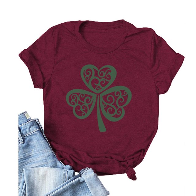 Babysbule Liquidation Chemises pour Femmes Fête de la Saint-Patrick Nouveauté Hauts à Imprimé Graphique Dames Décontracté Col Rond Manches Courtes Blouse Offres