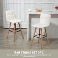 thumbnail image 4 of HOMCOM Bar Stool Set of 2 Upholstered Kitchen Stool w/ Wood Legs, White, 4 of 10