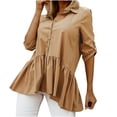thumbnail image 2 of EQWLJWE Femmes Chemises Dégagement Femmes à Manches Courtes Casual Été Femmes Mode Col Rabattable Half-Sleeve T-Shirt Décontracté Tee Tops, 2 of 7