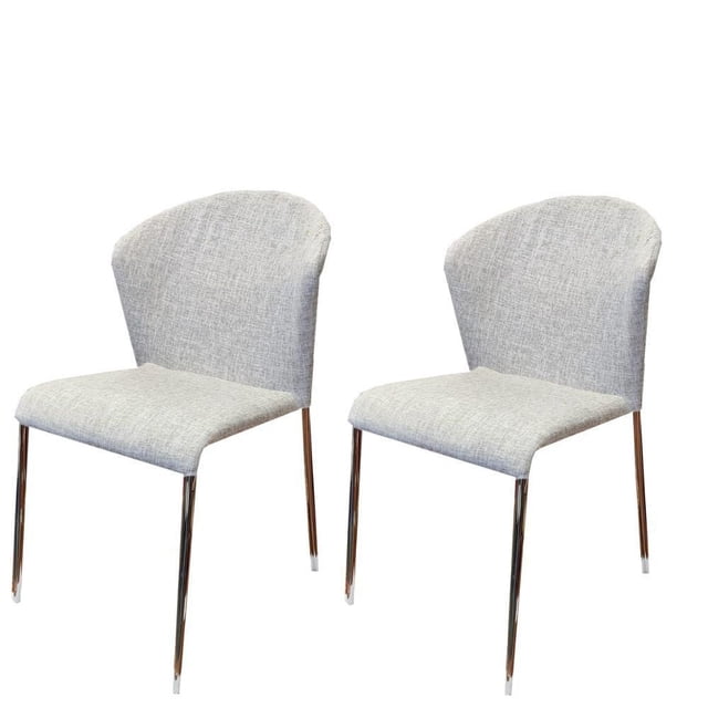 Prin Ensemble de 2 Chaises de Salle à Manger - Chaise d'Appoint de Salle à Manger Confortable avec Deux Chaises Rembourrées en Tissu beige, Dotées de Dos Courbés et de Sièges Rembourrés, Soutenues par des Pieds Minces Chromés, Convient aux Aires de Cuisine et de Salle à Manger.