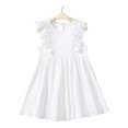 thumbnail image 2 of KYAIGUO Robe d'Été Sans Manches en Coton et Lin pour Bébé Fille, Robe Décontractée à Volants, Couleur Unie, pour 2-6 Ans, 2 of 9