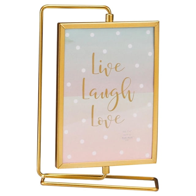 yuksok Photo Frame Cards Display Stand Holder Ornament Glass Front Rotating Photo Frame Aureate 23x15.5cm