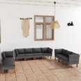 thumbnail image 1 of vidaXL 10 Piece Garden Lounge Set with Cushions Poly Rattan Grey, 1 of 9
