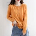 thumbnail image 4 of Hontri Cardigans pour Femmes Légers Offres à Moins de 15 $, Cardigan Basique pour Femmes à Col Rond, Manches Longues, Boutonné, Manteau Court en Molleton à Col Rond pour Femmes Orange G, 4 of 6