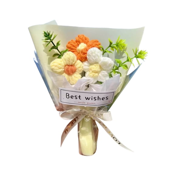 RuiJiao Bouquet Tricoté à la Main pour la Saint-Valentin Kit de Bouquet de Fleurs Artificielles