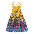 thumbnail image 1 of Robe d'Été Filles Robe de Fleurs Enfants Fille Belle Robe Bohème Plage Robes de Coton Sans Manches Arc-en-Ciel Robe de Soleil avec Collier 2-10 Ans, 1 of 9