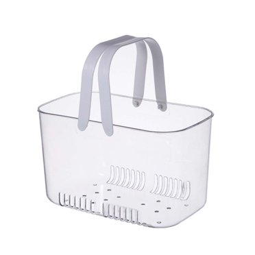 Organisateur de Douche Portable Paniers de Rangement en Plastique avec Poignées, Bacs Organisateurs pour Salle de Bain et Cuisine (Blanc)