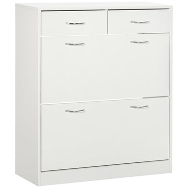 HOMCOM Armoire à Chaussures d'Entrée avec 2 Tiroirs Basculants pour 12 Paires de Chaussures