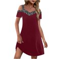 thumbnail image 2 of Gspmoly Robes pour Femmes, Robe Aguichant Imprimée à Épaules Dénudées pour Femmes, Robe d'Été Courte à Manches Courtes à Col en V, Robes de Soirée pour Femmes jusqu'à 65 % de Rabais, 2 of 6