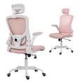 thumbnail image 1 of HOMCOM Ergonomic Office Chair with 4D Lumbar Support, Headrest, Pink, 1 of 10