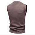 thumbnail image 4 of LNWUY Gilet Sans Manches à Col en V pour Homme en Tricot Extensible Imprimé à Rayures en Molleton d'Hiver, Chandail Chaud d'Automne, Hauts Gilet Brun TTG, 4 of 4