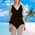 thumbnail image 2 of Duoif Maillot de Bain une Pièce pour Femme, Maillot de Bain pour Femme à Volants, Maillot Gainant Couvrant, Robe de Bain Rétro, Tenue de Bain, Maillots de Bain pour Femme, Contrôle du Ventre, Maillots de Bain pour Femme Noir P, 2 of 5