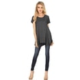 thumbnail image 1 of Womens Short Sleeve Scoop Neck Flowy Tunic Top - Made in USA, Small, Charcoal, 1 of 1