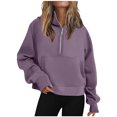 thumbnail image 1 of Half Zip Sweatshirt Women Plus Size Fleece Cropped Hoodies Pullover Fall Winter Warm Tops, 1 of 6