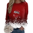 thumbnail image 1 of Kcodviy Chandails Quotidiens de Noël pour Femmes, Imprimé, Col Rond, Chandail à Col Rond Coloré, Coupe Ajustée, Chandail à Enfiler pour Femmes, Hauts Grande Taille, Décontracté, Manches Longues, Chandails d'Entraînement, Blouse Ample, 1 of 5