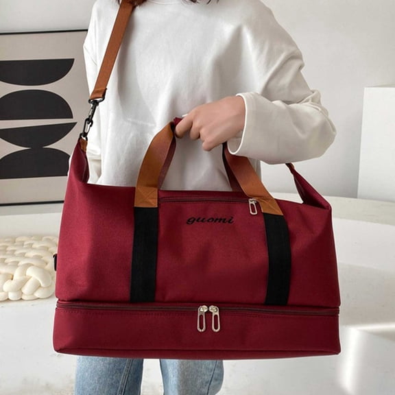 CQCYD Sac de Sport de Voyage, Sac de Sport de Gym, Sac de Fin de Semaine Pliable pour la Nuit, Sac de Bagage à Main Séparé pour Articles Secs et Mouillés avec Compartiment à Chaussures pour Voyage, Gym, Mise en Forme