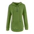 thumbnail image 4 of EQWLJWE Womens 2023 Hooded Snap Button Collar Drawstring Hoodies Pullover Sweatshirts Fall Long Sleeve Tops Shirts with Pocket Plus Size Oversized Sweatshirts For Women Halloween, 4 of 5