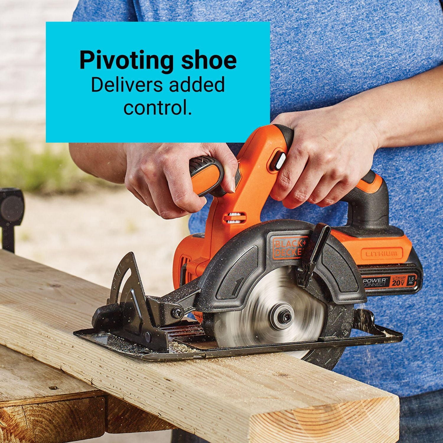 BLACK+DECKER Scie circulaire sans fil 20V MAX* POWERCONNECT™ 5-1/2 in. Scie circulaire sans fil, outil seul